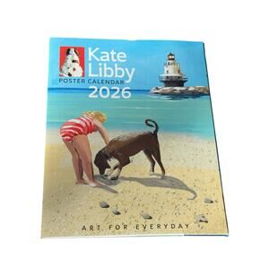 Kate Libby Poster Calendar 2026 Art for Everyday Dog Beach Lighthouse Open Box